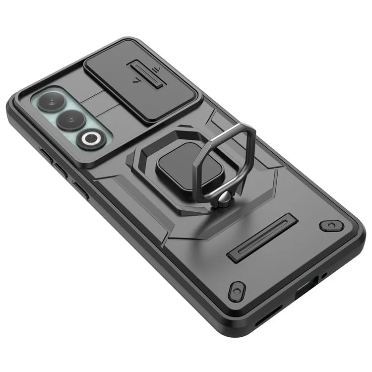 Image of Glaxx Heavy Duty Armor Back Case Cover for Oneplus Nord CE 4 5G - Magnetic Kickstand Ring with Camera Shutter Protection, Rugged Bumper Hard Back Cover for Oneplus Nord CE 4 5G (PC & TPU|Black)