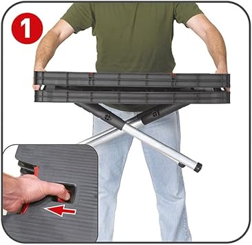 KETER 249137 Folding Workbench Portable Painted Tool Table with Integrated Handle 53 x 83 x 75.5 cm, Red-black