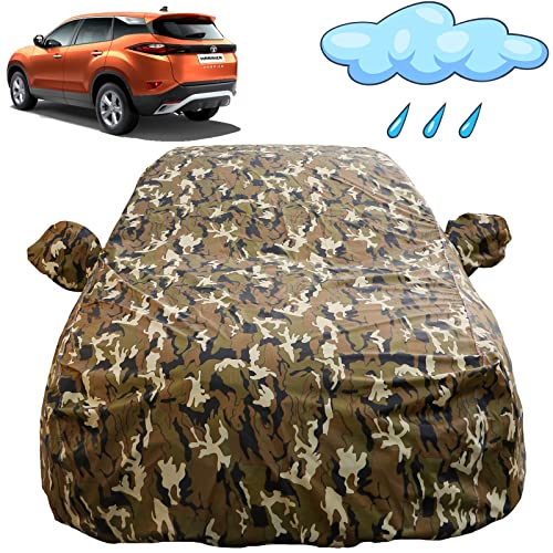 Image of Autofact Waterproof Car Body Cover Compatible with Tata Harrier (2019 to 2022) with Mirror Pockets (Camouflage Design)