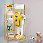 COOGOU Bamboo Wood Garment Rack Clothing Rack with 5 Tiers Storage Shelf Corner Clothes Hanging Rack for Coat Jacket… - Image 6