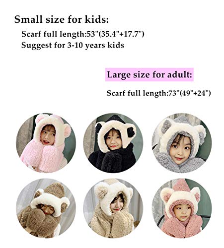 TONWHAR Womens Cute Winter Thick Warm Long Hooded Scarf with Mittens2