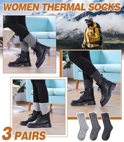 Image of DYW Womens Merino Wool Boot Socks Thermal Thick Winter Warm Cozy Hiking Work Boot Socks Christmas Gift
