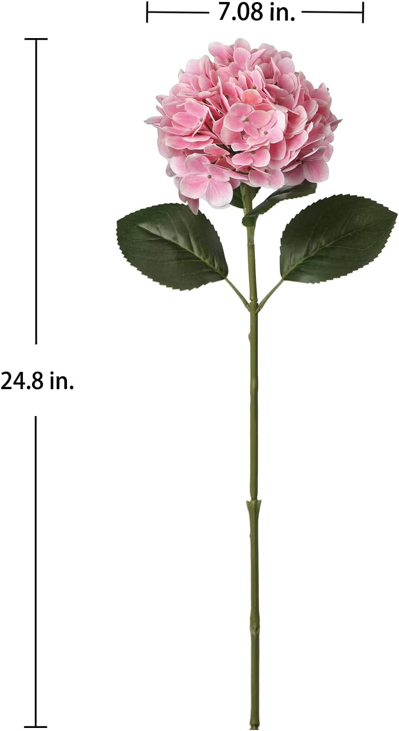 DILATATA Large Single Headed Pink Hydrangea 26" Artificial Hydrangea Flowers Fake Hydrangeas for Wedding Bouquet, Home, Party, Store, 3