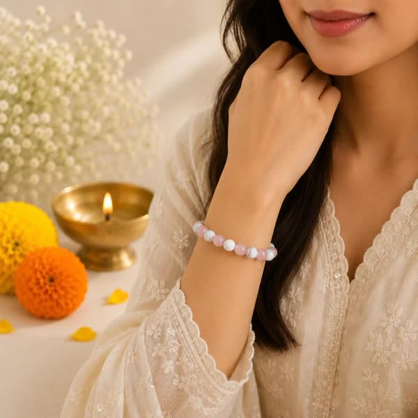Image of Beaded Bracelet for Men & Women | Stretchable Handmade Prayer Meditation Yoga Wrist Bracelet | Stylish Everyday Wear | Free Size