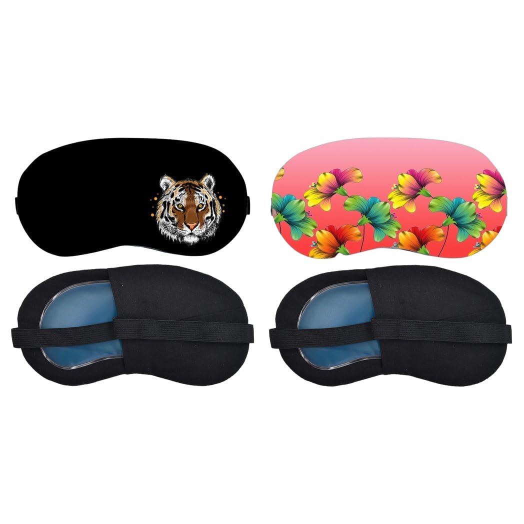 Aoxeria Tiger Portrait, Tropical Hibiscus Sleeping Eye Mask Combo, Soft Comfortable Light-Blocking Eye Cover for Women, Men & Kids, Reusable Blindfold for Night Sleep, Nap, Travel, Flight (Pack of 2)-image-48