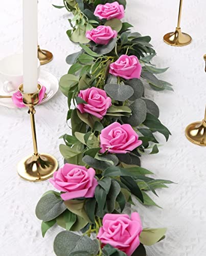Image of VRB Dec 24 pcs Rose Artificial Flowers for Decoration,Artificial Flower,Flower for Hair Styling,Flower for Pooja, for Home Decor,Diwali. (24pcs - Dark Pink Big Foam Rose)