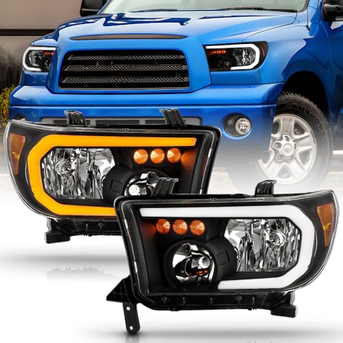 KEEKPO - For 2007-2013 Toyota Tundra Pickup Upgrade LED Tube Switchback Sequential Headlights Headlamps Pair Left+Right