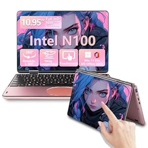 IUGNG Notebook 2-in-1 11 Zoll Touchscreen, Celeron N100, Win 11, 16 GB, 1920 x 1200 IPS, Tastatur mit Hintergrundbeleuchtung, ovales Touchpad, USB3.0 x 2, Type-C*1, MiniHDMI x 1,0,95 kg (Roségold, 16
