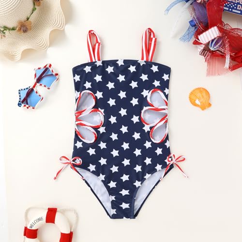 Image of Girls Swimsuit One Piece Bathing Suit Adjustable Straps Solid Color Cut Out Butterfly Girls' Swimwear for 7-14Y