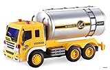 Memtes Friction Powered Oil Tanker Truck Toy with Lights and Sounds for Kids