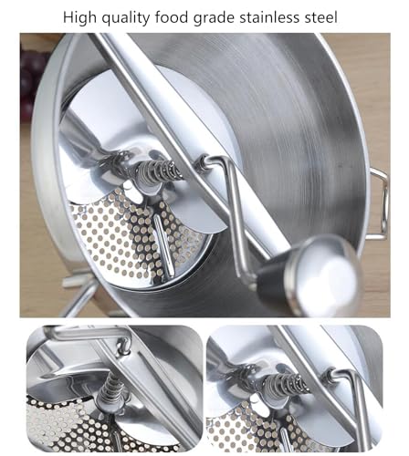 Generisch Manuelle Lebensmittelmühle, Edelstahl-Lebensmittelmühle mit 3 Mahlscheiben, Kartoffelstampfer, Pressmühle für Tomatensauce, Apfelmus, Püree, Kartoffelpüree, Marmelade