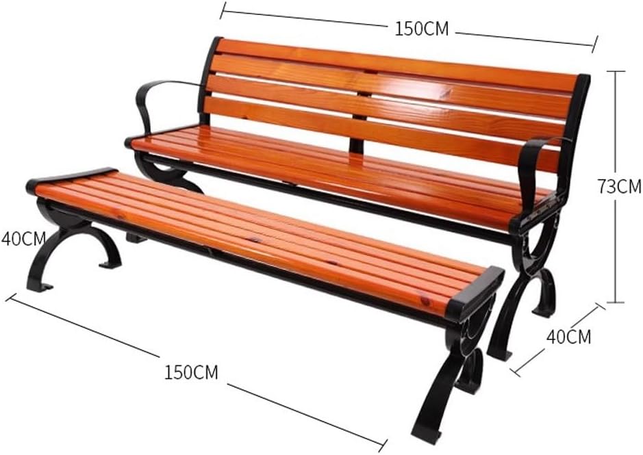 Garden Bench Patio Park Bench Outdoor Terrace Bench with Aluminum Frame and Wood Seat(1.2M)