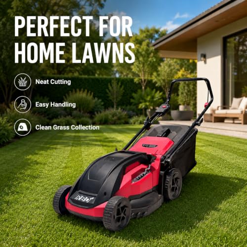 Image of RBD Electric Lawn Mower 16 Inch Blade, 230-240V 50Hz, 50L Grass Collection Box, Adjustable Cutting Height, Lightweight Low Maintenance Lawn Grass Cutter Machine for Garden, Yard & Landscaping