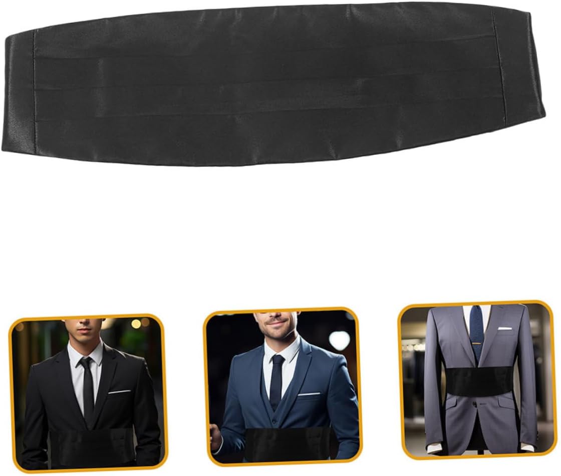 2pcs Men's Solid Cummerbund Belt Tuxedo Waistband Fashionable Formal Accessory Comfortable Fit for Wedding and Night Party