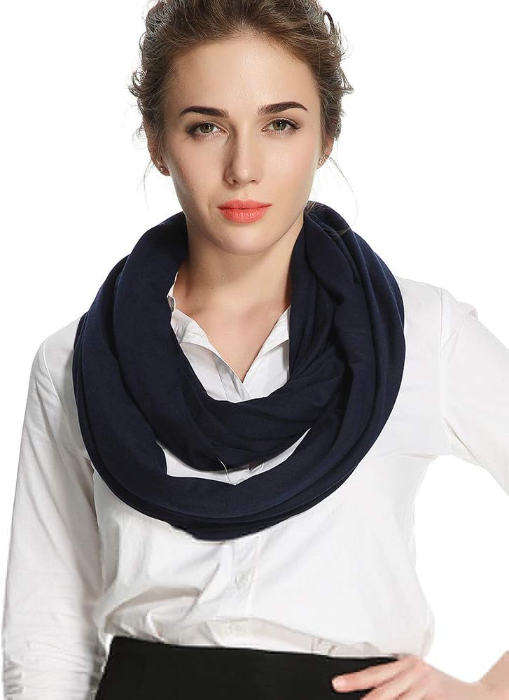 corciova Black Soft Girl Women Infinity Wrap Scarf Stretchy Jersey Knit Sleep Head Circle Scarf Continuous Loop Light Weight - Image 4