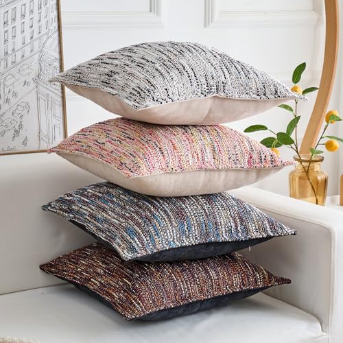 HERAYLI Premium Series Fringe Boho Throw Pillow Cover, Linen Woven Luxury Thick Cushion Case with Tassels for Home Décor, Burgandy, 18x18 Inch by HERAYLI - Used condition - Image 5