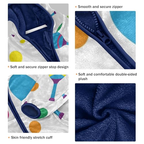 Colorful Maracas on White Toddler Fleece Jacket Girl Boys Hooded Fleece Jacket Coat Warm Outwear Zip-up 3-10T3