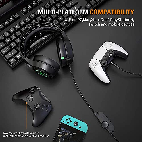 Kikc V3 Gaming Headset voor Xbox One/PS4/Nintendo Switch/PC/Laptop,3,5 mm Stereo Hoofdtelefoon met ruisonderdrukkende microfoon en volumeregeling -zwart + oranje - Afbeelding 3