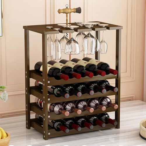 Soporte para botellas de vino de bambú 4 niveles miniatura 1