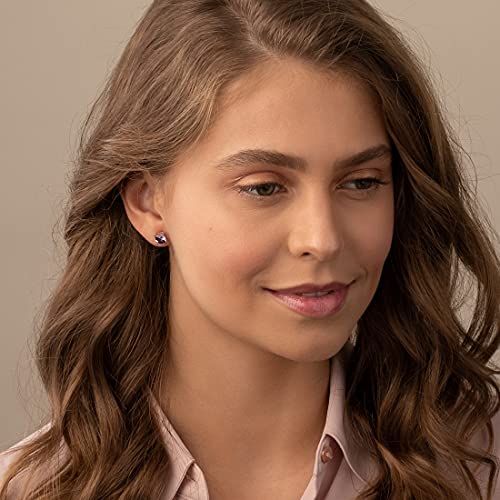 Peora Solid 14K Yellow Gold Tanzanite Stud Earrings for Women, Genuine Gemstone Solitaire, AAA Grade Cushion Cut 6mm, 2 Carats total, Friction Back, Tanzanite Gold Earrings, Dainty Earrings Studs2