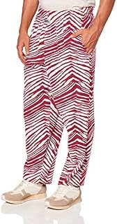 Zubaz Men's Classic Zebra Printed Athletic Lounge Pants, New Maroon/White, L