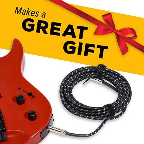 Image of GLS Audio Instrument Cable, 10 Ft Electric Guitar Cable, Braided Black /Grey