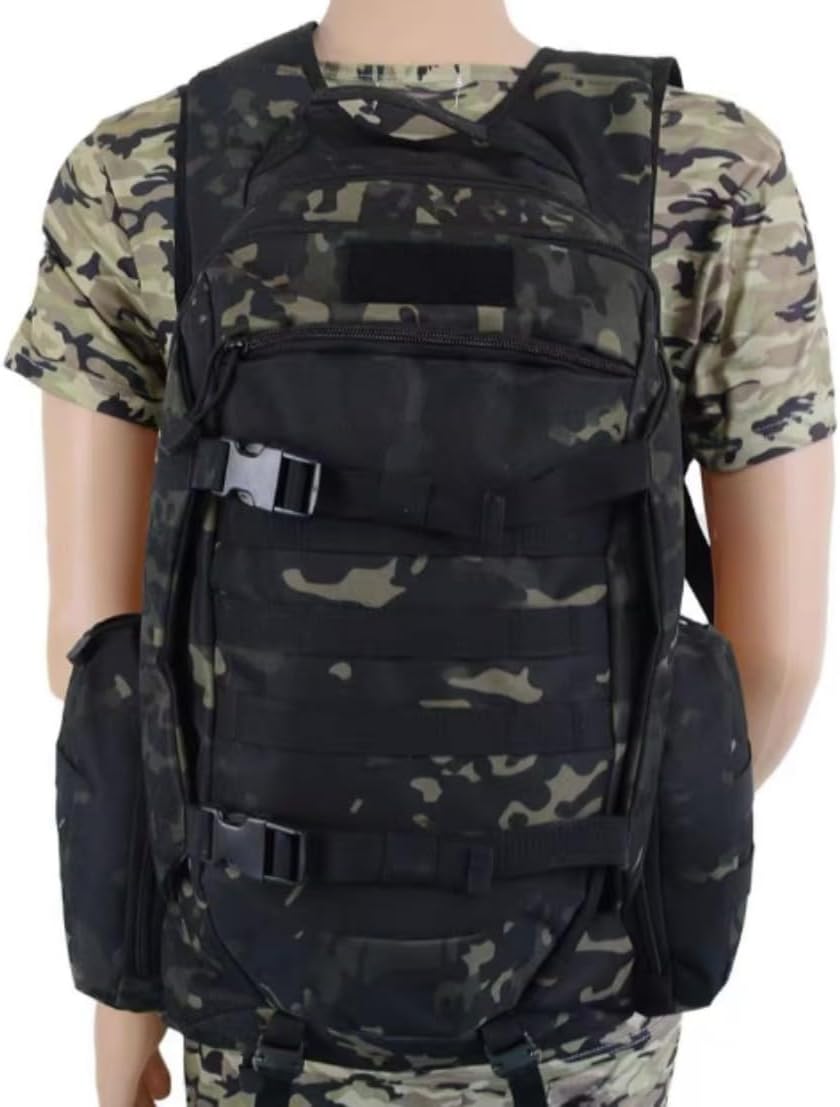 [Hrzisda] アウトドア用 キャンプトレッキングリュック45 L大容量ダブルショルダー男性戦術迷彩防水ショルダーバッグミリタリ