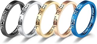 Jewish Hebrew Rings Stainless Steel Ring 3mm Plane High Polished Luck Protection Amulet Engraved This Too Shall Pass Stackable Wedding Band Size 5-12