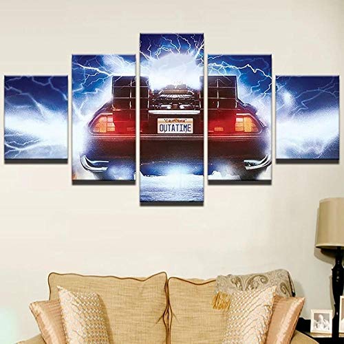 Cuadro Regreso Al Futuro Delorean Outatime XXL Impresiones En Lienzo 5 Piezas Cuadro Moderno En...