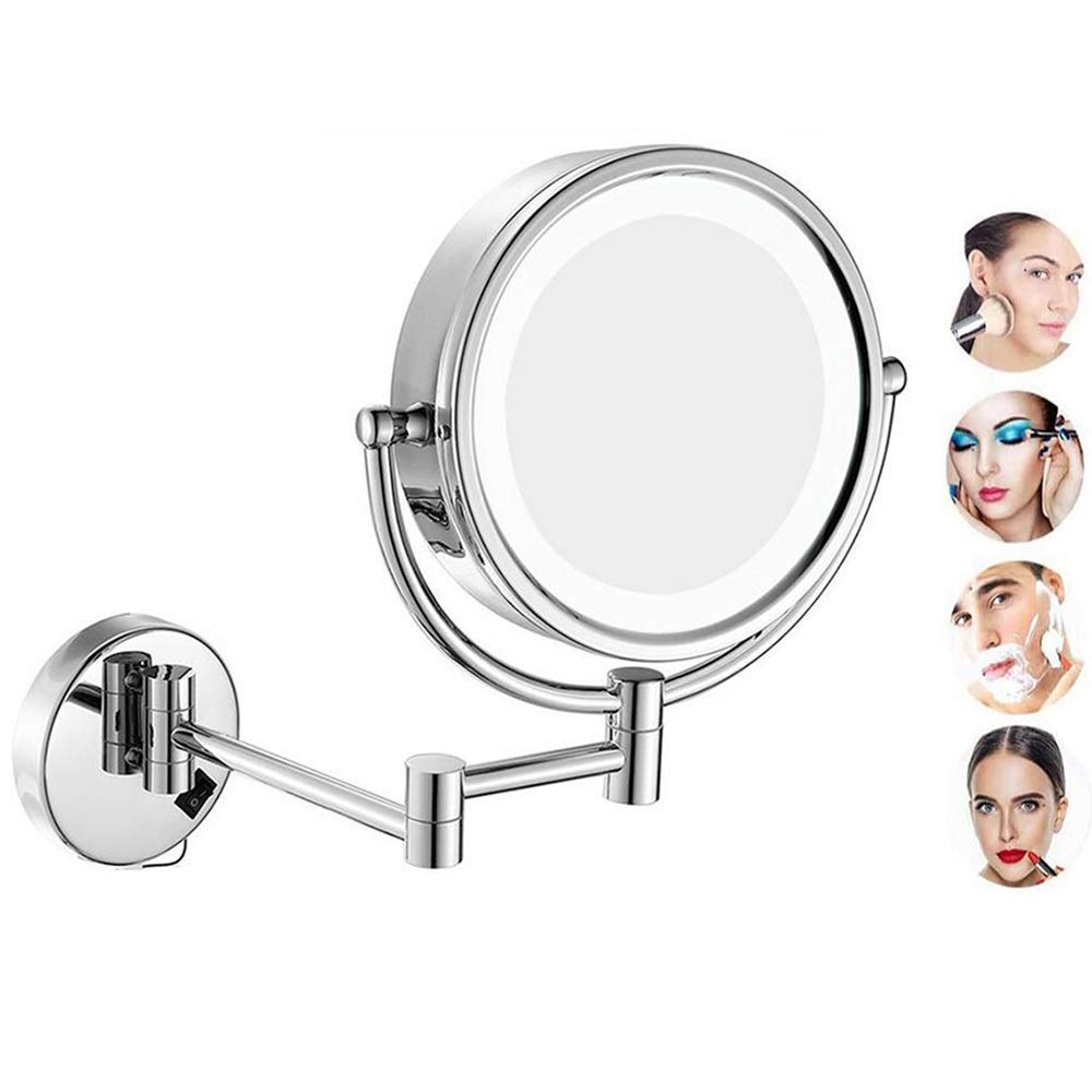 GPDNBIEU, Wall Mounted,Vanity Mirror Magnification 360 Rotating Cosmetic Extendable Round for Hotel Bathroom(3x)