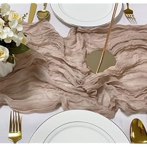 2 pack light brown easter cheesecloth table runner 35×120 inches cheese cloth boho gauze rustic sheer nude table runner for wedding bridal baby shower decoration party table centerpiece decor  urban country home decor