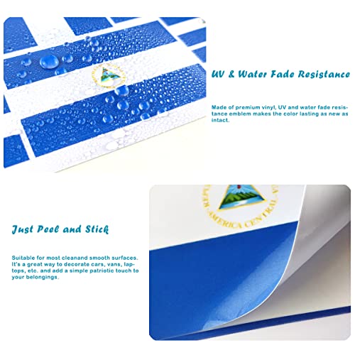 Image of QQSD Nicaragua Flag Sticker Nicaraguan Decal in Multiple Sizes, 3 Pack, 11.7 x 8.3 Inches