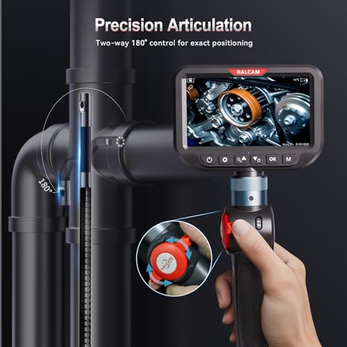 Image of Ralcam Dual Lens Articulating Borescope Camera with Light, Slim Probe