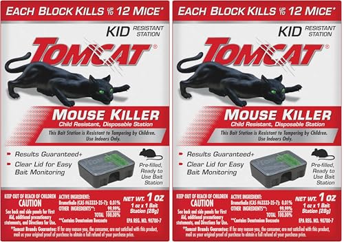 Image of Tomcat Mouse Killer Child Resistant, Disposable Station, 1 Pre-Filled Ready-to-Use Bait Station (Pack of 2)