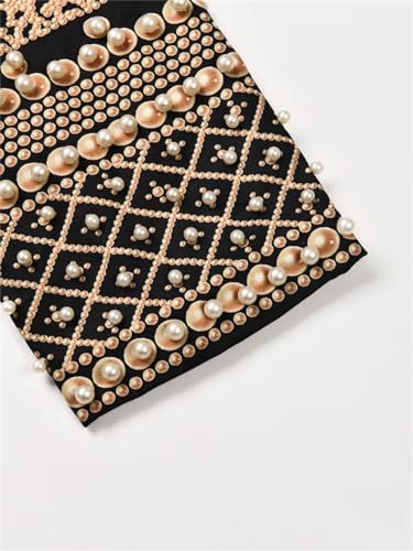 Women White Pearl Nailed Formal Blazer V-Neck Long Sleeve Loose Fit Jacket Spring Autumn 20234