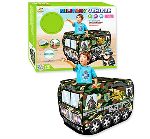 COSMOLINO Juego de vehculos Militares Tienda de campaa emergente para nios, casa de Juegos porttil Plegable para Interiores y Exteriores para nios, jardn de Infantes