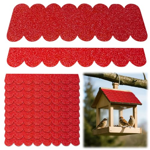 Yuragim Lot de 32 bardeaux de toit pour nichoir à oiseaux, mini étanches - Carton goudronné - Pour nichoir à oiseaux, nichoir à insectes, clapier pour chien (rouges)
