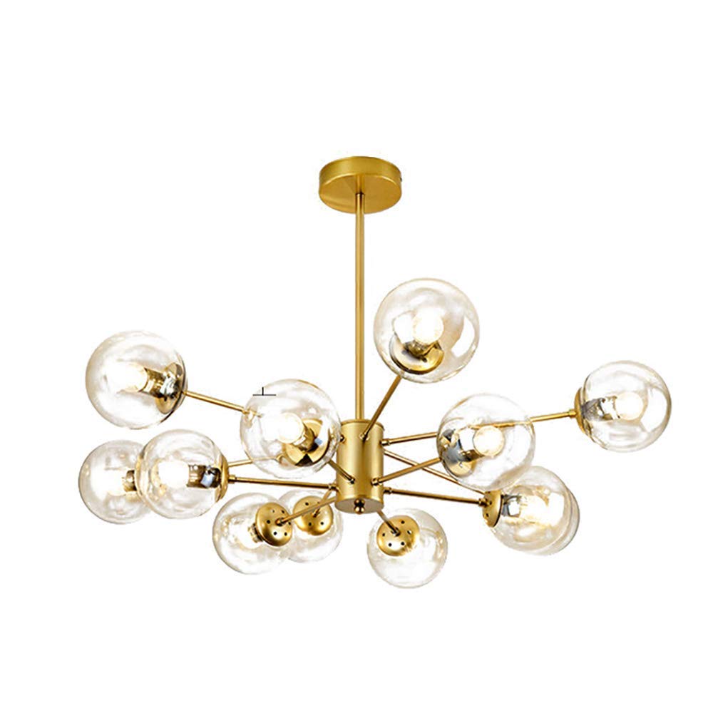 Sputnik Chandelier Doré : Luminaire Suspendu 12 Lumières pour Illuminer Grand Salon