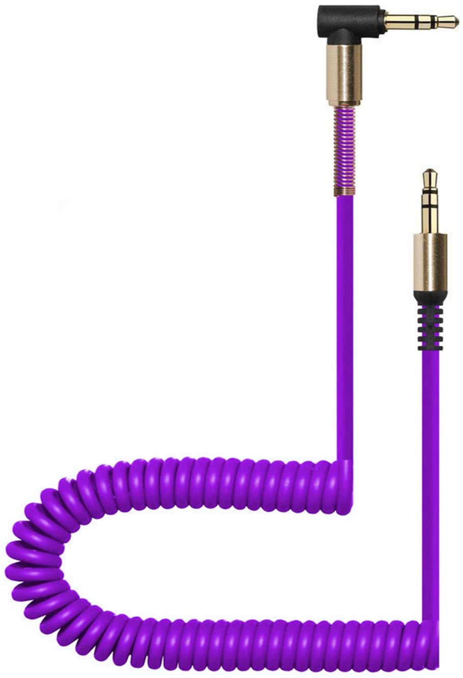 Coiled Stereo Audio Cable 3.5mm Male to Male Stereo (5ft/1.5m) DFrhythm Universal Aux Cord Auxiliary/Aux Cable for Car Smartphone Tablets Headset PC Laptop Speaker MP3 Players(Purple)