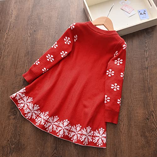 Girls Christmas Sweater Dress Kids Long Sleeve Knit Sweater Dress Reindeer Snowflake Knitted Dresses Fall2