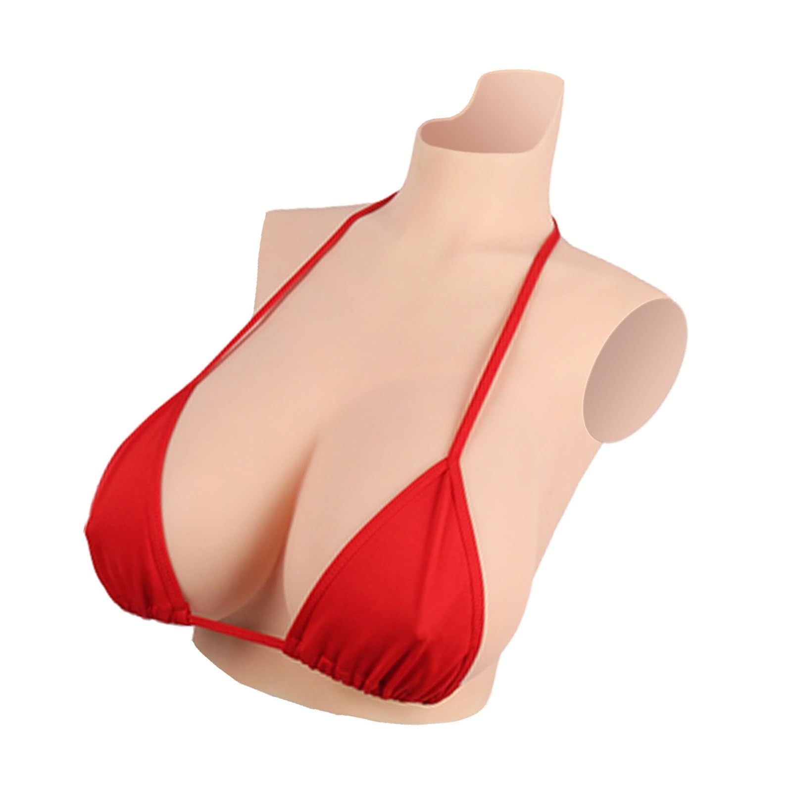Wisfancy Silicone Breast Plate Realistic Breastplates Fake Breast Forms, Artificial Boobs for Crossdresser Mastectomy Transgender(Brown, B Cup-Liquid Silicone)