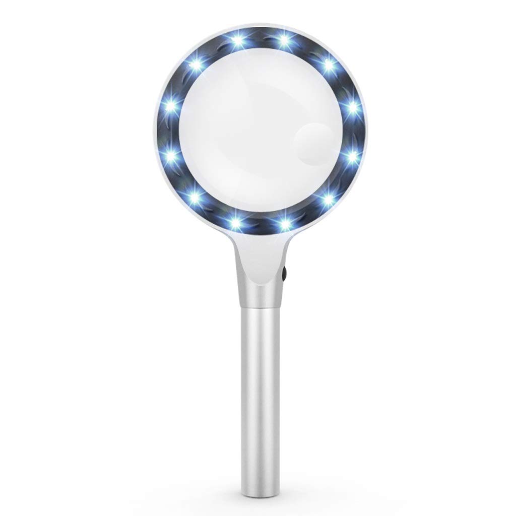 MRKU Lente d'Ingrandimento, 12 LED ad Alto ingrandimento 10X20X HD per la Lettura con Lente d'Ingrandimento Luminosa