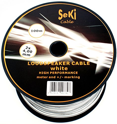 Câble de haut-parleur blanc 4,00 mm² en lot de 2 bobines de 100 m pour installation audio