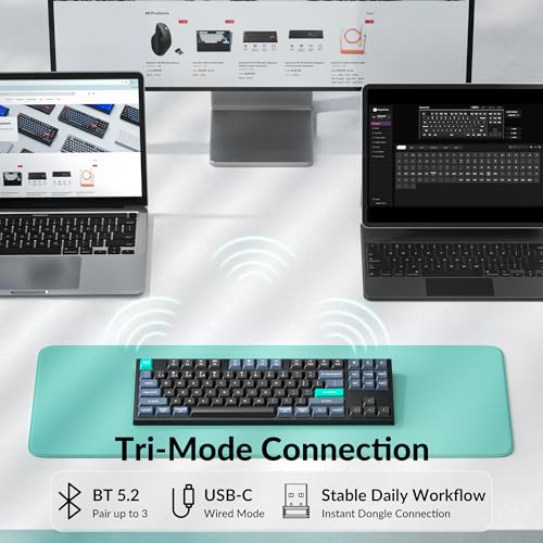 Image of Keychron B33 Wireless Keyboard, Premium TKL Scissor Switch Keyboard with Tri-Mode Connectivity, Programmable via Launcher, for Mac Windows Linux (Quieter)