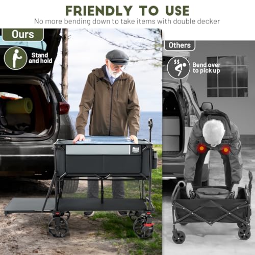 image for TIMBER RIDGE 400L Large Capacity Folding Double Decker Wagon with Brak