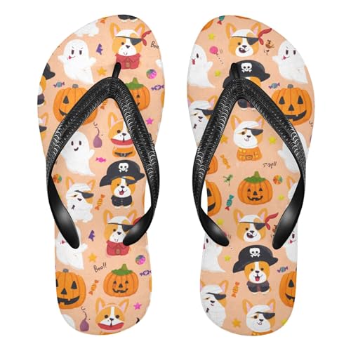 Burbuja Dogs Halloween Flip Flops for Women Men, Soft Thong Sandals Rubber Slippers for Pool Beach Essentials