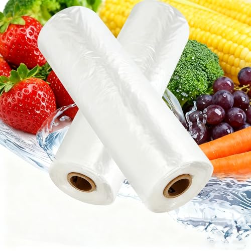Food Storage Bags, 2pack 12 x 16 Plastic Produce Bag on a Roll, Fruits, Vegetable, Bread, Food Storage Clear Bags, Bread and Grocery Clear Bags, 350 Bags Per Roll (2 Roll)