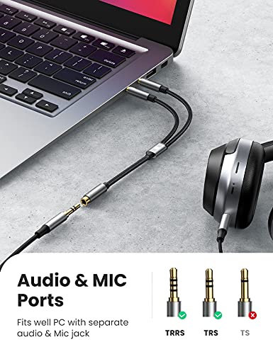Image of UGREEN Headphone Splitter Cable for Computer 0.2M Bundle 3.5mm Headphone Extension Cable 1M Male to Female