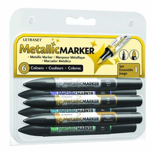 Letraset Metallic Marker, Twin-Tip, 6-Pack