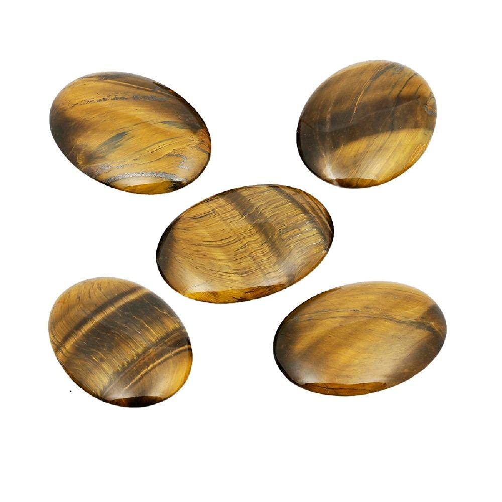 1Lot (5pc) La pietre ovali in pietra di pietra della tigre, pietre di palme, pietra del palme, curare il bilanciamento del reiki del chakra di cristallo